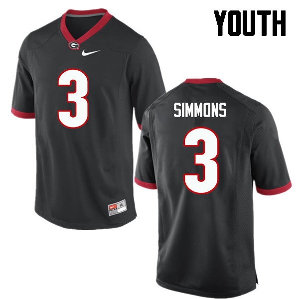 Georgia Bulldogs Youth Tyler Simmons #3 Black Stitched College UGA Football Jersey 23LD010ES